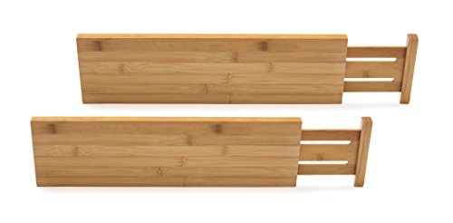 Lipper International 8897 Bamboo Wood Custom Fit Adjustable Deep Kitchen Drawer Dividers, Set of 2