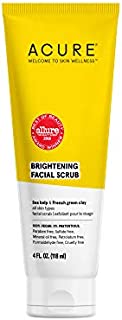 ACURE Brightening Facial Scrub |100% Vegan |For A Brighter Appearance | Sea Kelp & French Green Clay - Softens, Detoxifies and Cleanses | All Skin Types | 4 Fl Oz (Packaging May Vary)