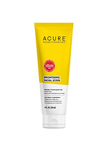 ACURE Brightening Facial Scrub |100% Vegan |For A Brighter Appearance | Sea Kelp & French Green Clay - Softens, Detoxifies and Cleanses | All Skin Types | 4 Fl Oz (Packaging May Vary)