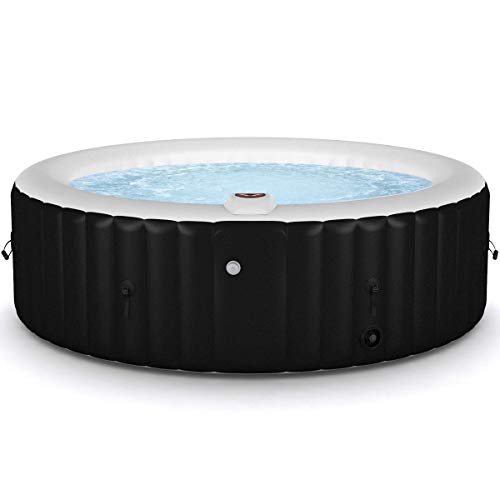 Goplus 4-6 Person Outdoor Spa Inflatable Hot Tub for Portable Jets Bubble Massage Relaxing with Accessories Set (6-Person, Black)