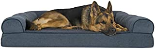 Furhaven Pet Dog Bed - Orthopedic Faux Fleece and Chenille Soft Woven Traditional Sofa-Style Living Room Couch Pet Bed with Removable Cover for Dogs and Cats, Orion Blue, Jumbo