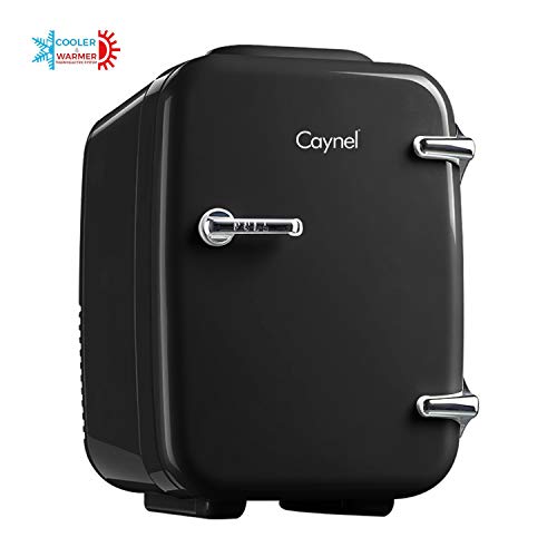 CAYNEL Mini Fridge Cooler and Warmer, (4Liter / 6Can) Portable Compact Personal Fridge, AC/DC Thermoelectric System, 100% Freon-Free Eco Friendly for Home, Office and Car