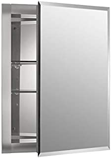 Kohler K-Cb-Clr1620Fs Frameless 16 Inch X 20 Inch Aluminum Bathroom Medicine Cabinet; Recess Installation Only