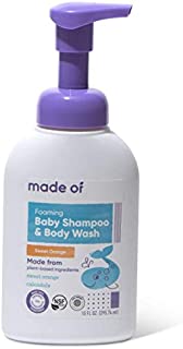 Organic Baby Wash and Shampoo Foaming by MADE OF - No Fragrance - For Sensitive Skin and Baby Eczema Wash - NSF Organic and EWG - Made in USA - 10oz (Mild Sweet Orange, 1-Pack)