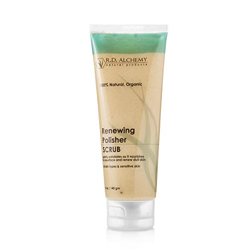 100% Natural & Organic Renewing Polisher Face Scrub for Sensitive Skin & All Skin Types. Gently Exfoliate with Jojoba Beads, AHAs, & Rice Bran for Fresh, Healthy Skin.