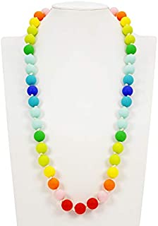 TUXEPOC Teething Necklace Breastfeeding Nursing Necklace for Mum to Wear Baby BPA Free Silicone Beads Babies teethers Sensory chewlery for Kids