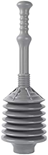 JS Jackson Supplies Professional Bellows Accordion Toilet Plunger, High Pressure Thrust Plunge Removes Heavy Duty Clogs from Clogged Bathroom Toilets, All Purpose Power Plungers for Bathrooms, Grey