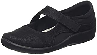 CLARKS Women's Sillian Bella Mary Jane Flat, Black Synthetic, 6 C/D US