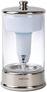 ZeroWater (ZBD-040-1) 40 Cup Ready-Pour Glass Dispenser, BPA-Free, with Free Water Quality Meter, NSF Certified to Reduce Lead and Other Heavy Metals,Clear/Chrome