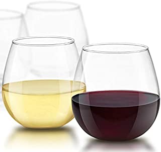 JoyJolt Spirits Stemless Wine Glasses for Red or White Wine (Set of 4)-15-Ounces