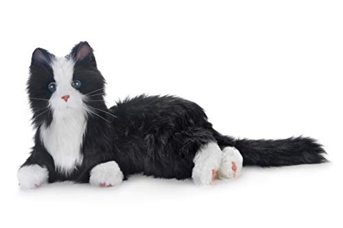 New Joy for All Robotic Reclining Black & White Tuxedo Cat - Stuffed Animal Therapy for People with Memory Loss from Aging and Caregivers