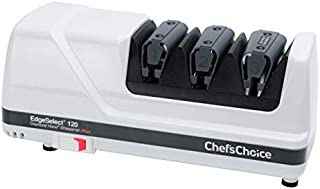 Chef'sChoice Hone EdgeSelect Professional Electric Knife Sharpener for 20-Degree Edges Diamond Abrasives Precision Guides for, Straight and Serrated Knives Made in USA, 3-Stage, White