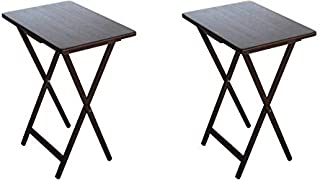 Set of 2 Folding TV Tray Table Living Room Home Office Accent Furniture Display Decoration Sturdy Organizer Coffee Side End Sofa Table Walnut