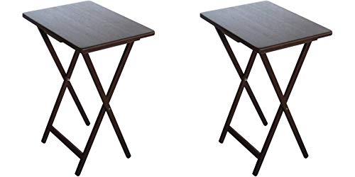 Set of 2 Folding TV Tray Table Living Room Home Office Accent Furniture Display Decoration Sturdy Organizer Coffee Side End Sofa Table Walnut