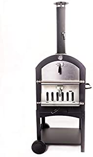 Harbor Gardens KUK002B Monterey Pizza Oven with Stone, Stainless/Enamel Coated Steel,51.25