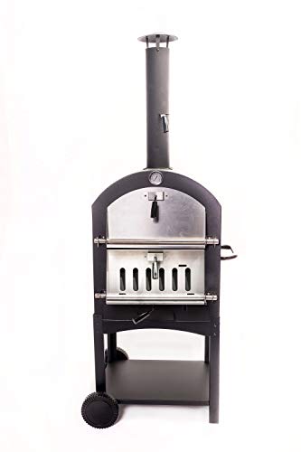 Harbor Gardens KUK002B Monterey Pizza Oven with Stone, Stainless/Enamel Coated Steel,51.25