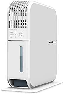 Ivation Thin and Compact 400mL Dehumidifier for 30 sq ft, Quiet Mini Peltier Thermoelectric Operation with UV Light for Home, Kitchen, Bedroom, Bathroom, Basement, RV and Garage