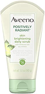 Aveeno Positively Radiant Skin Brightening Exfoliating Daily Facial Scrub, Moisture-Rich Soy Extract, Soap-Free, Hypoallergenic & Non-Comedogenic Face Cleanser, 5 Oz