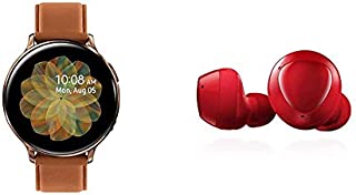 Samsung Galaxy Watch Active 2 (44MM, GPS, Bluetooth, Unlocked LTE) Smart Watch - Gold with Samsung Galaxy Buds+ Plus, True Wireless Earbuds (Wireless Charging Case Included), Red