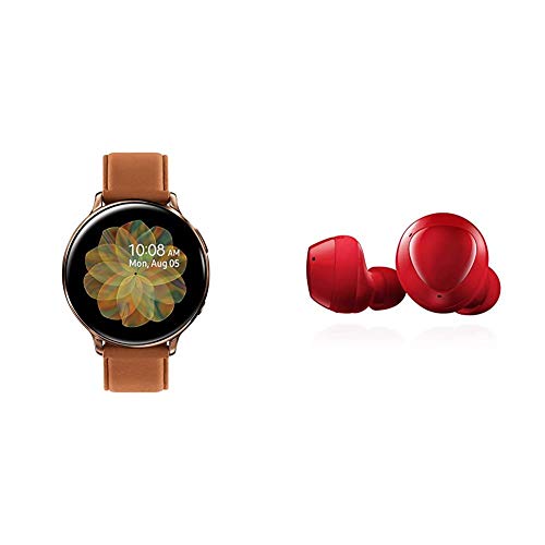 Samsung Galaxy Watch Active 2 (44MM, GPS, Bluetooth, Unlocked LTE) Smart Watch - Gold with Samsung Galaxy Buds+ Plus, True Wireless Earbuds (Wireless Charging Case Included), Red