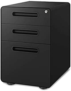 DEVAISE 3-Drawer Mobile File Cabinet with Anti-tilt Mechanism, Legal/Letter Size, Black