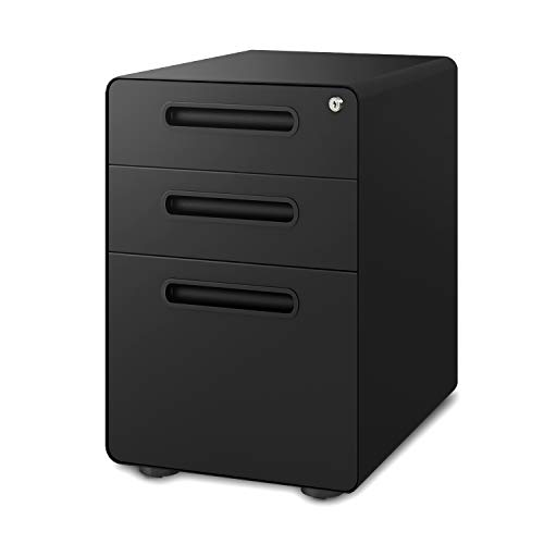 DEVAISE 3-Drawer Mobile File Cabinet with Anti-tilt Mechanism, Legal/Letter Size, Black