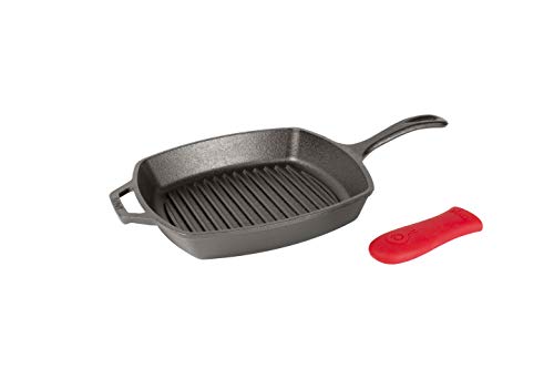 Lodge Manufacturing Company L8SGP3ASHH41B Lodge Cast Iron 10.5-inch Square Grill Pan, Black