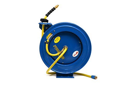 Oil Shield 18ga. Heavy Duty Retractable Air Hose Reel - Next-Gen Rubber Hose (3/8