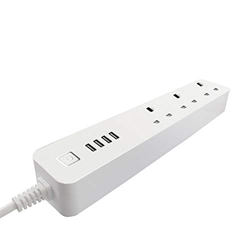 Power Strip Surge Protector with 4 USB Charging Ports and 3 Outlets, Multiplug for Multiple Devices Smartphone Tablet Laptop Computer -White