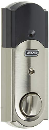 Schlage Z-Wave Connect Camelot Touchscreen Deadbolt with Built-In Alarm, Satin Nickel, BE469 CAM 619, Works with Alexa via SmartThings, Wink or Iris