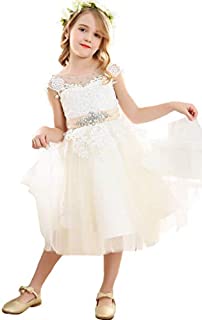 Bow Dream Vintage Lace Flower Embroidery Flower Girl Dress for Formal Wedding Baptism Ivory 8