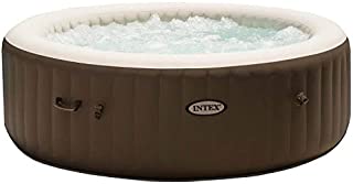 Intex PureSpa 85 Inch Bubble Jet Massage 6 Person Outdoor Inflatable Round Hot Tub Spa with Easy-to-Use Control Panel, Brown