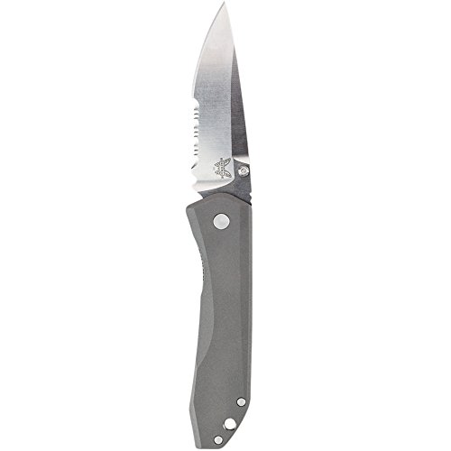 Benchmade - Ti Monolock 761 Knife, Drop-Point Blade, Serrated Edge, Satin Finish, Titanium Handle