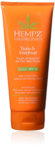 Hempz Hempz yuzu & starfruit touch of summer moisturizing gradual self-tanning creme with spf 30 for fair skin tones, 6.76 ounce , 6.76 Ounce