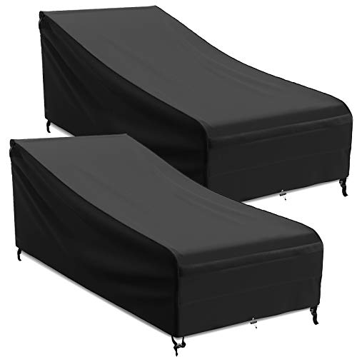 MR. COVER 86 inch Outdoor Chaise Lounge Cover, Waterproof Patio Furniture Cover for Lounge Chair, Durable and Sturdy Fabric, All Weather Protection, Large, 2 Pack