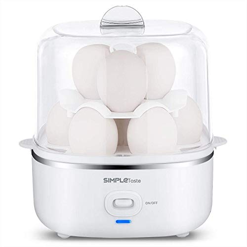 SimpleTaste Automatic Electric Cooker for Hard or Soft Boiled, Poached Eggs, Omelets and Steamed Foods, 2 Tiered, 10 Capacity, White