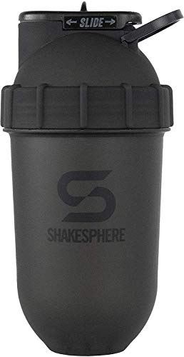 ShakeSphere Tumbler: Protein Shaker Bottle, 24oz  Capsule Shape Mixing  Easy Clean Up  No Blending Ball or Whisk Needed  BPA Free  Mix & Drink Shakes, Smoothies, More (Matte Black)