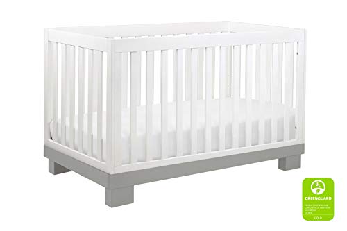 Babyletto Modo 3-in-1 Convertible Crib with Toddler Bed Conversion Kit, Grey / White