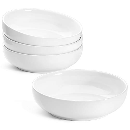 LE TAUCI Pasta Bowls 45 Ounce, Ceramic Salad Bowl, Large Serving Bowl Set - Set of 4, White