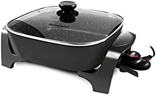 Elite Gourmet Deep Dish Heavy Duty, Rapid Heat Up, Dishwasher Safe, 1200W Non-stick Electric Skillet with Tempered Glass Vented Lid, 12 x 12