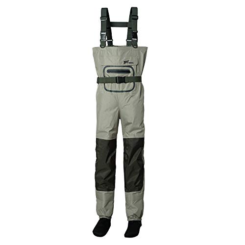 8 Fans Mens Fishing Chest Waders - 3-Ply Durable Breathable and Waterproof with Neoprene Stocking Foot Insulated Chest Waders, for Duck Hunting, Fly Fishing, A Mesh Storage Bag Included Size XL