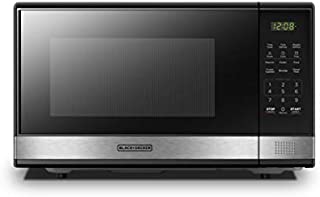 BLACK+DECKER EM031MB11 Digital Microwave Oven with Turntable Push-Button Door,Child Safety Lock,1000W,1.1cu.ft,Stainless Steel, 1.1 Cu.Ft