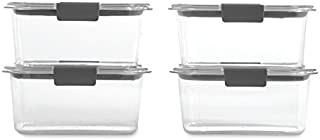 Rubbermaid Brilliance Food Storage Container, BPA-free Plastic, Medium Deep, 4.7 Cup, 4-Pack, Clear