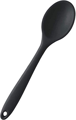 StarPack Premium Silicone Mixing Spoon - High Heat Resistant to 600°F, Hygienic One Piece Design Cooking Utensil for Mixing & Serving (Gray Black)