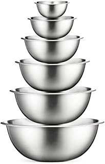 Premium Stainless Steel Mixing Bowls (Set of 6) Stainless Steel Mixing Bowl Set - Easy To Clean, Nesting Bowls for Space Saving Storage, Great for Cooking, Baking, Prepping