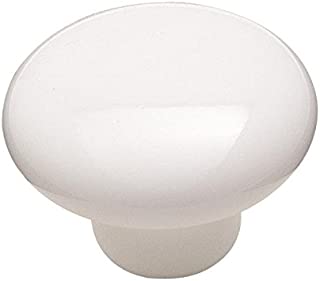 Amerock 217WHT Allison Round Plain Cabinet Knob, 1 in Projection, 1-1/2 in Dia, Ceramic, 1-1/2