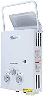 Ridgeyard 6L Portable Propane Gas Tankless Water Heater with Shower Head 6L for Cabins