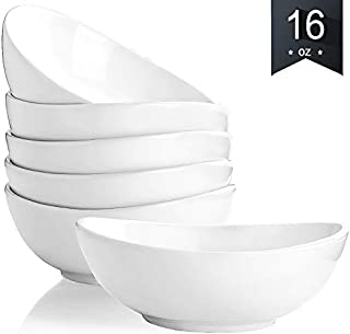 Porcelain Bowls, KOMUEE 16 Ounce Porcelain Bowls for Cereal, Salad, Dessert - Set of 6, White