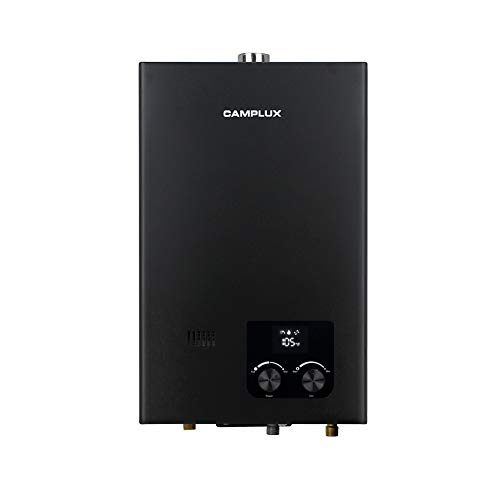 Camplux 2.64 GPM Residential Indoor Tankless Water Heater,On-Demand Instant Water Heater with Fahrenheit Digital Display, Liquefied Propane Gas Water Heater for Small Homes, Apartments Use,Black