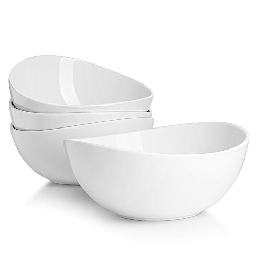 Sweese 104.101 Porcelain Bowls - 42 Ounce for Salad, Fruits and Popcorn - Set of 4, White